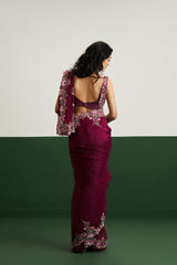 Jessica Saree Set - Wine RTS