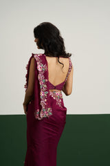 Jessica Saree Set - Wine RTS