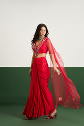 Isabel Drape Skirt Set - Red