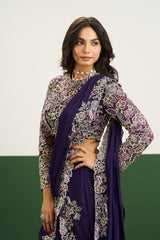 Taylor drape Saree Set - Purple RTS