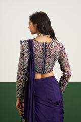 Taylor drape Saree Set - Purple RTS