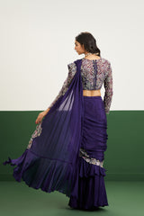 Taylor drape Saree Set - Purple RTS