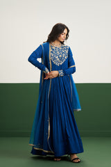 Rachel Dress with Dupatta - Peacock blue
