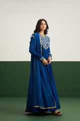 Rachel Dress with Dupatta - Peacock blue