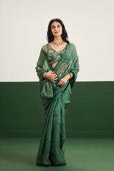 Megan Saree Set - Pine Green