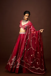 Yara Lehenga set with Dupatta - Maroon