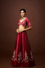 Yara Lehenga set with Dupatta - Maroon RTS