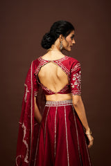 Yara Lehenga set with Dupatta - Maroon RTS