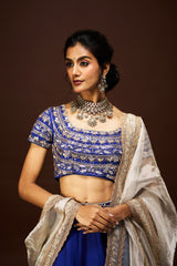 Leena lehenga set with dupatta - Blue RTS