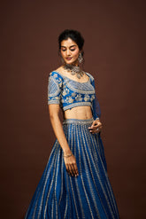 Mika lehenga set with dupatta - Peacock Blue