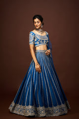 Mika lehenga set with dupatta - Peacock Blue