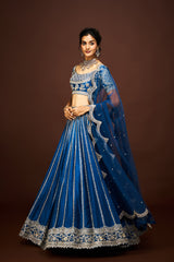Mika lehenga set with dupatta - Peacock Blue