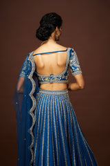 Mika lehenga set with dupatta - Peacock Blue