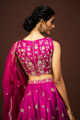 Tisha lehenga set with dupatta - Magentha RTS