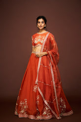 Yuktha lehenga set with dupatta - Rust