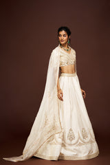 Thiya lehenga set set with dupatta - Ivory RTS