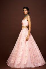 Neely lehenga set with dupatta - Peach RTS