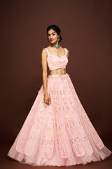 Neely lehenga set with dupatta - Peach RTS