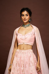 Neely lehenga set with dupatta - Peach RTS