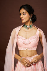 Neely lehenga set with dupatta - Peach RTS