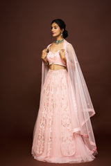 Neely lehenga set with dupatta - Peach RTS