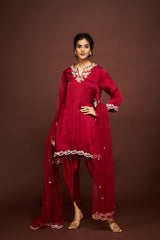 Reeva dhoti set with dupatta - Maroon