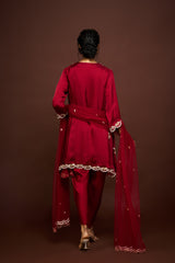 Reeva dhoti set with dupatta - Maroon