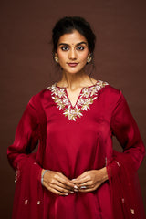 Reeva dhoti set with dupatta - Maroon