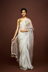Adila saree set - Grey & Green RTS