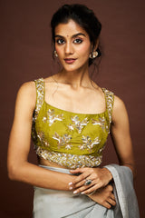 Adila saree set - Grey & Green RTS