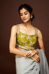 Adila saree set - Grey & Green RTS