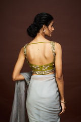 Adila saree set - Grey & Green RTS