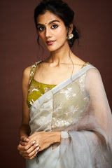 Adila saree set - Grey & Green RTS