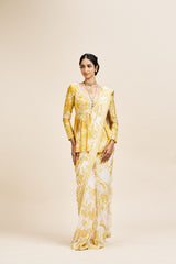Nihari drape saree set_ yellow