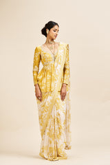 Nihari drape saree set_ yellow