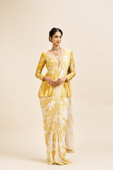 Nihari drape saree set_ yellow