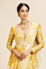 Nihari drape saree set_ yellow