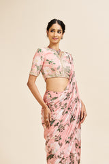 Runika drape saree set_ Blush pink