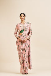 Meera drape saree set- Blush pink