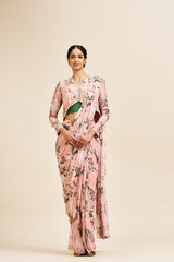 Meera drape saree set_ Blush pink