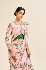 Meera drape saree set_ Blush pink