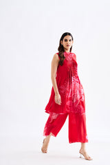 Red Floral Kurta Set RTS