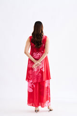 Red Floral Kurta Set RTS