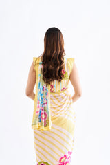 Yellow Floral Saree With Blouse