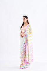 Blue Floral Saree With Blouse
