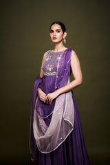 Haniya Purple Anarkali with Dupatta