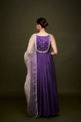 Haniya Purple Anarkali with Dupatta
