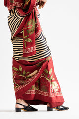 Faina saree with crop top_ maroon