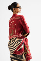 Faina saree with crop top_ maroon