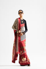 Faina saree with black blouse_ Maroon